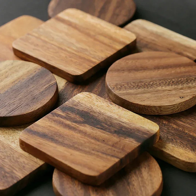 1Pc Wood Coaster Square, Round Coasters